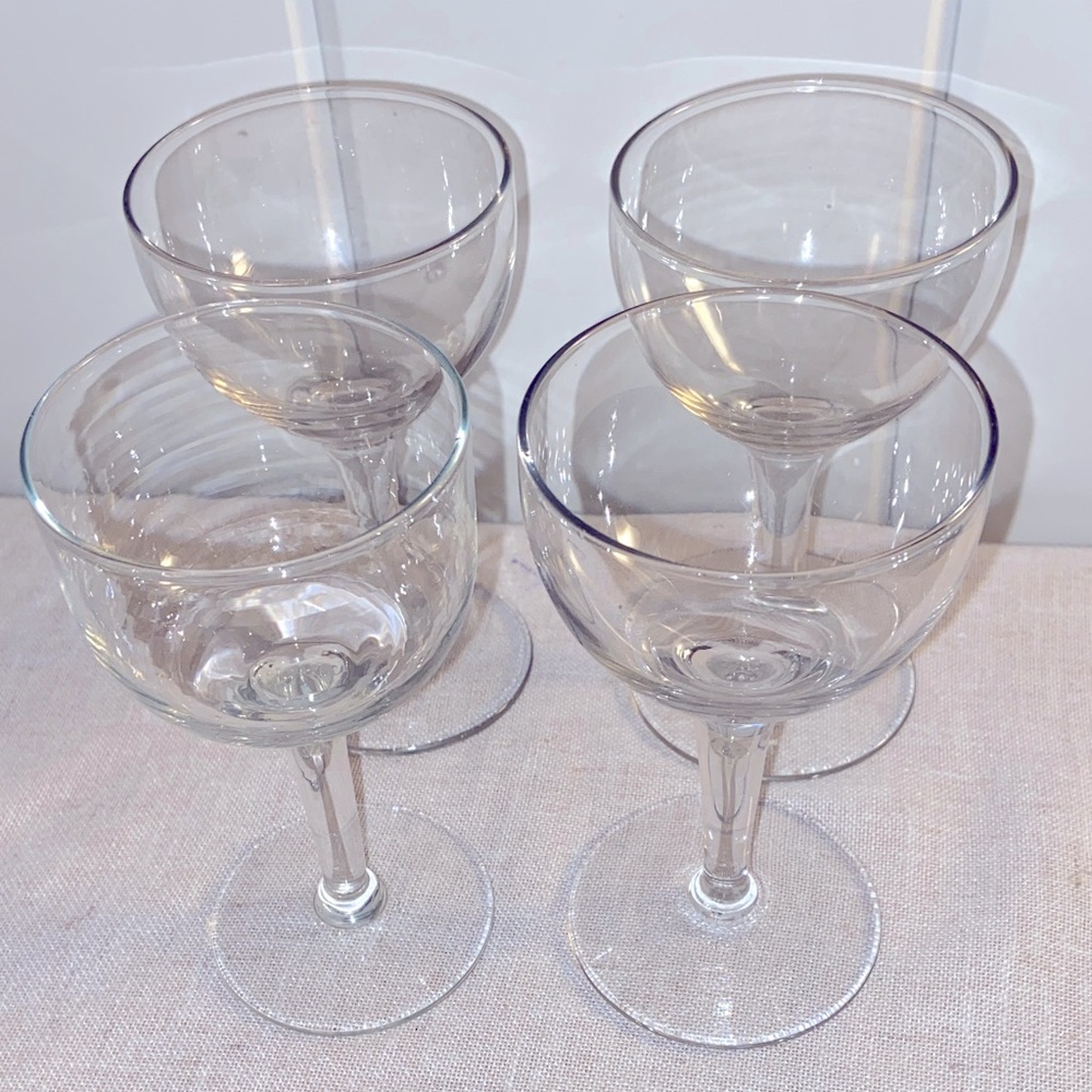 4 vintage cordial glasses Clear Glass Wine Goblets Set barware liqueur glass MCM